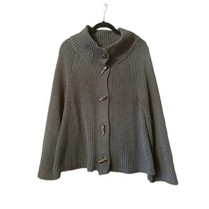 Talbots L Cotton/Cashmere/Nylon blend unique button heavy knit cardigan classic